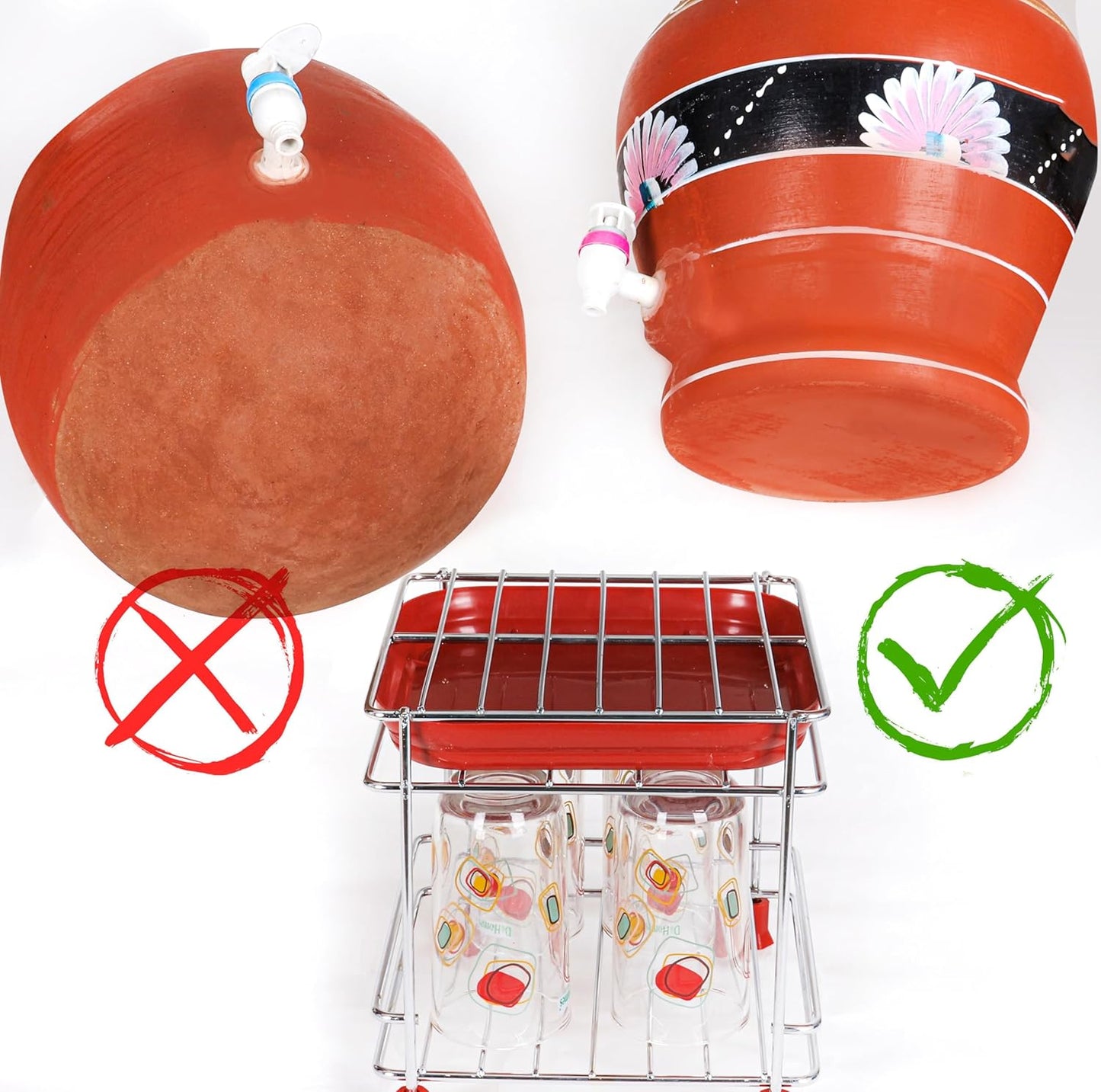 Steel Matka Stand With Tray